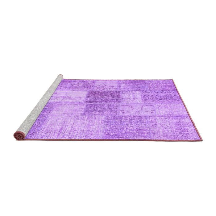 Sideview of Machine Washable Patchwork Purple Transitional Area Rugs, wshcon1019pur