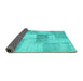 Sideview of Patchwork Turquoise Transitional Rug, con1019turq