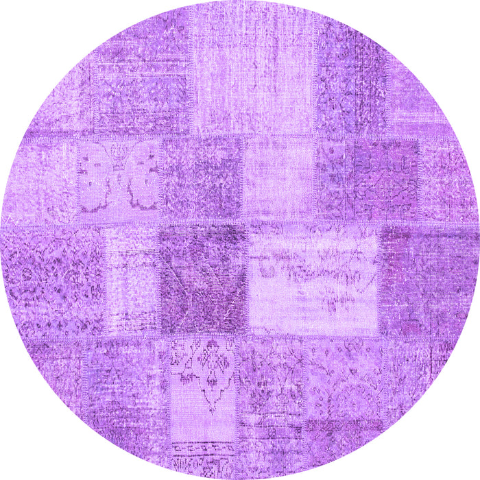 Round Patchwork Purple Transitional Rug, con1019pur