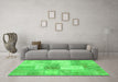 Machine Washable Patchwork Green Transitional Area Rugs in a Living Room,, wshcon1019grn