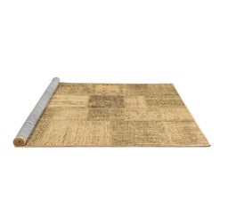 Sideview of Machine Washable Patchwork Brown Transitional Rug, wshcon1019brn