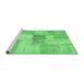 Sideview of Machine Washable Patchwork Emerald Green Transitional Area Rugs, wshcon1019emgrn