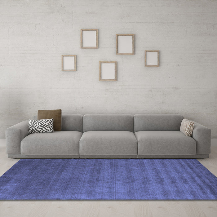 Machine Washable Abstract Blue Contemporary Rug in a Living Room, wshcon101blu