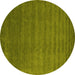 Round Abstract Yellow Contemporary Rug, con101yw