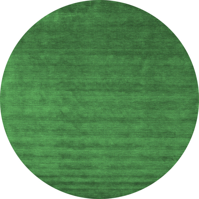 Round Machine Washable Abstract Emerald Green Contemporary Area Rugs, wshcon101emgrn