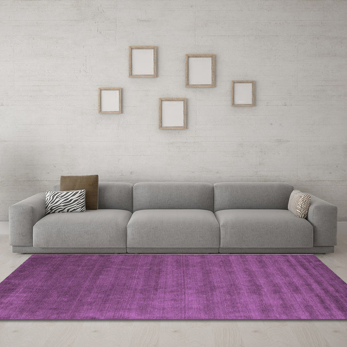 Machine Washable Abstract Purple Contemporary Area Rugs in a Living Room, wshcon101pur