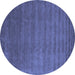 Round Abstract Blue Contemporary Rug, con101blu