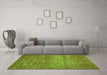 Machine Washable Abstract Green Contemporary Area Rugs in a Living Room,, wshcon1020grn