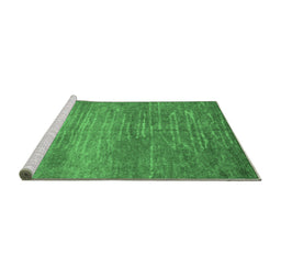 Sideview of Machine Washable Abstract Emerald Green Contemporary Area Rugs, wshcon1020emgrn