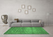 Machine Washable Abstract Emerald Green Contemporary Area Rugs in a Living Room,, wshcon1020emgrn