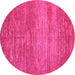 Round Machine Washable Abstract Pink Contemporary Rug, wshcon1020pnk