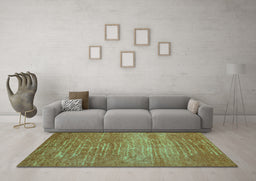 Machine Washable Abstract Turquoise Contemporary Area Rugs in a Living Room,, wshcon1020turq