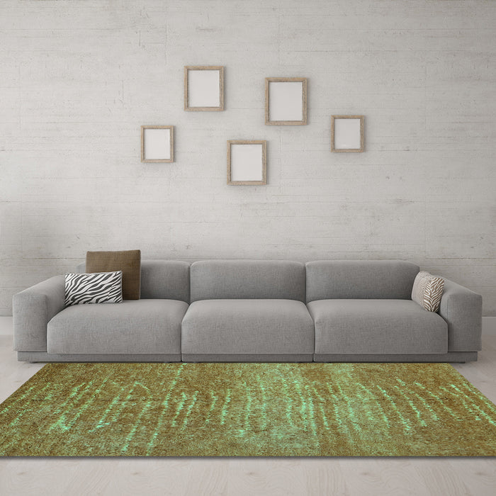 Machine Washable Abstract Turquoise Contemporary Area Rugs in a Living Room,, wshcon1020turq