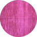 Round Abstract Purple Contemporary Rug, con1020pur