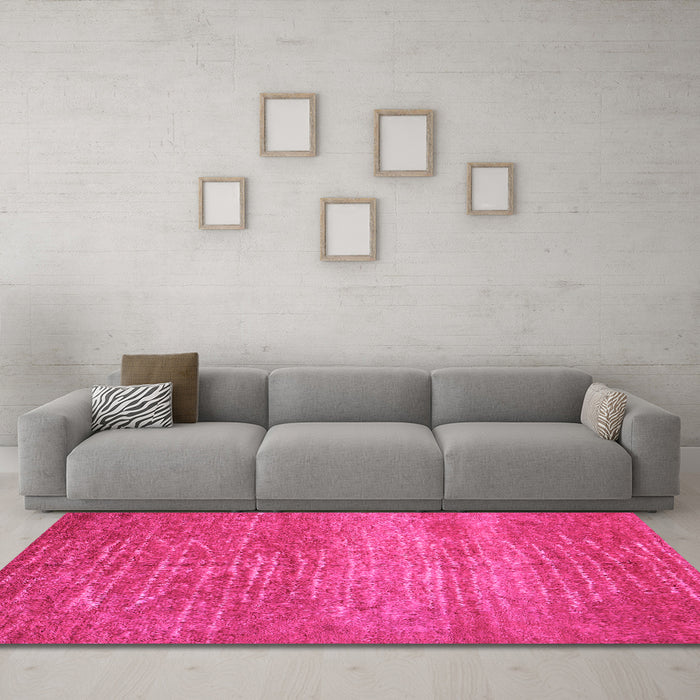 Machine Washable Abstract Pink Contemporary Rug in a Living Room, wshcon1020pnk