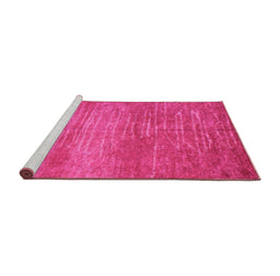 Sideview of Machine Washable Abstract Pink Contemporary Rug, wshcon1020pnk