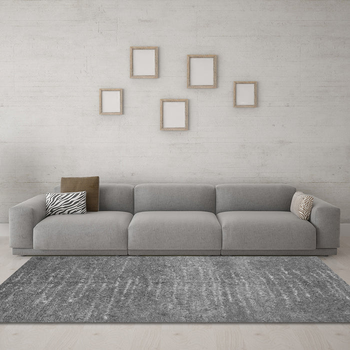 Machine Washable Abstract Gray Contemporary Rug in a Living Room,, wshcon1020gry