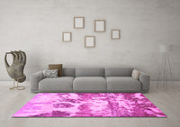 Machine Washable Abstract Pink Contemporary Rug, wshcon1021pnk