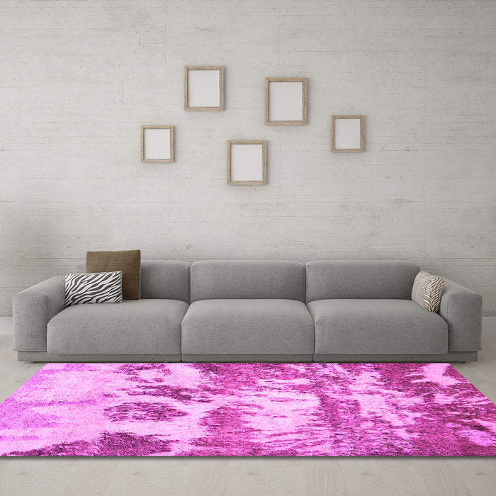 Machine Washable Abstract Pink Contemporary Rug in a Living Room, wshcon1021pnk