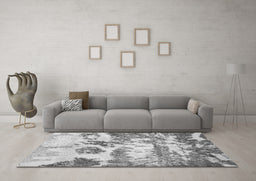 Machine Washable Abstract Gray Contemporary Rug in a Living Room,, wshcon1021gry