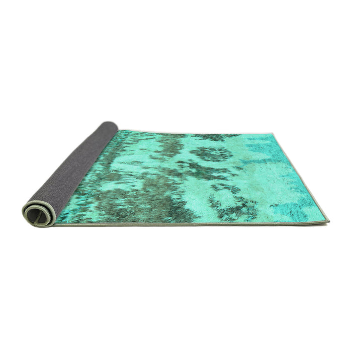 Sideview of Abstract Turquoise Contemporary Rug, con1021turq