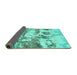 Sideview of Abstract Turquoise Contemporary Rug, con1021turq