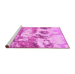 Sideview of Machine Washable Abstract Pink Contemporary Rug, wshcon1021pnk