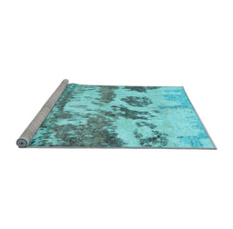 Sideview of Machine Washable Abstract Light Blue Contemporary Rug, wshcon1021lblu