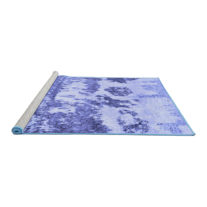 Sideview of Machine Washable Abstract Blue Contemporary Rug, wshcon1021blu