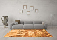Machine Washable Abstract Orange Contemporary Rug, wshcon1021org
