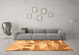 Machine Washable Abstract Orange Contemporary Area Rugs in a Living Room, wshcon1021org