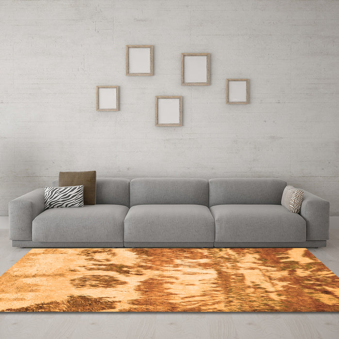 Machine Washable Abstract Orange Contemporary Area Rugs in a Living Room, wshcon1021org