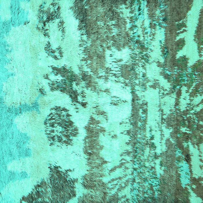 Square Abstract Turquoise Contemporary Rug, con1021turq