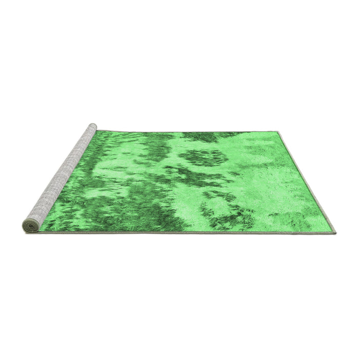 Sideview of Machine Washable Abstract Emerald Green Contemporary Area Rugs, wshcon1021emgrn