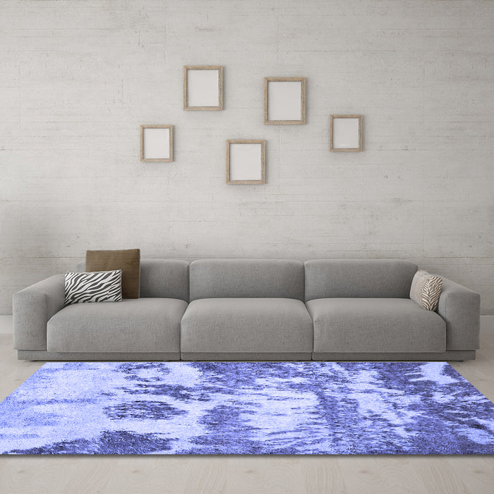 Machine Washable Abstract Blue Contemporary Rug in a Living Room, wshcon1021blu