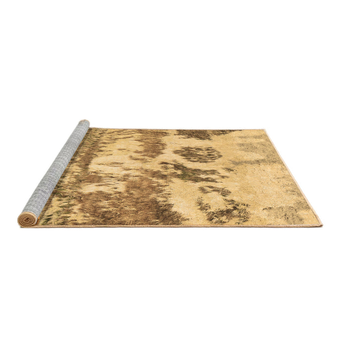 Sideview of Machine Washable Abstract Brown Contemporary Rug, wshcon1021brn