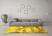 Machine Washable Abstract Yellow Contemporary Rug in a Living Room, wshcon1021yw