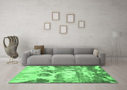 Machine Washable Abstract Emerald Green Contemporary Area Rugs in a Living Room,, wshcon1021emgrn