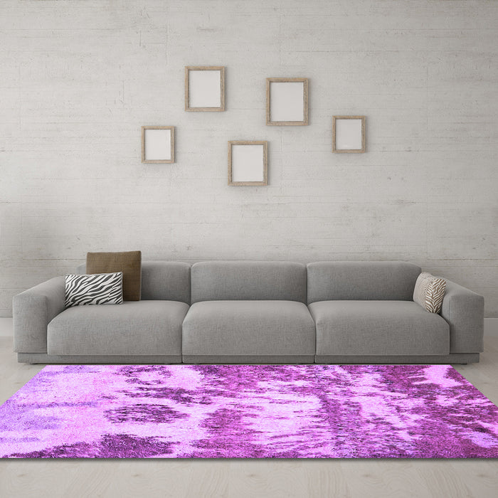 Machine Washable Abstract Purple Contemporary Area Rugs in a Living Room, wshcon1021pur