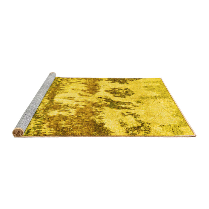 Sideview of Machine Washable Abstract Yellow Contemporary Rug, wshcon1021yw