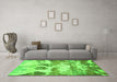 Machine Washable Abstract Green Contemporary Area Rugs in a Living Room,, wshcon1021grn