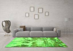 Machine Washable Abstract Green Contemporary Area Rugs in a Living Room,, wshcon1021grn