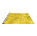 Sideview of Machine Washable Patchwork Yellow Transitional Rug, wshcon1022yw