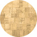 Round Patchwork Brown Transitional Rug, con1022brn