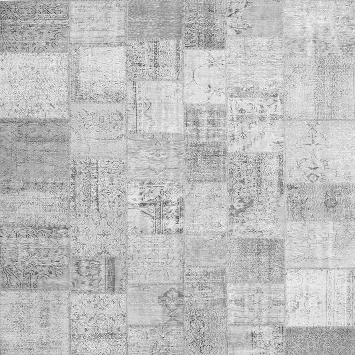 Round Machine Washable Patchwork Gray Transitional Rug, wshcon1022gry