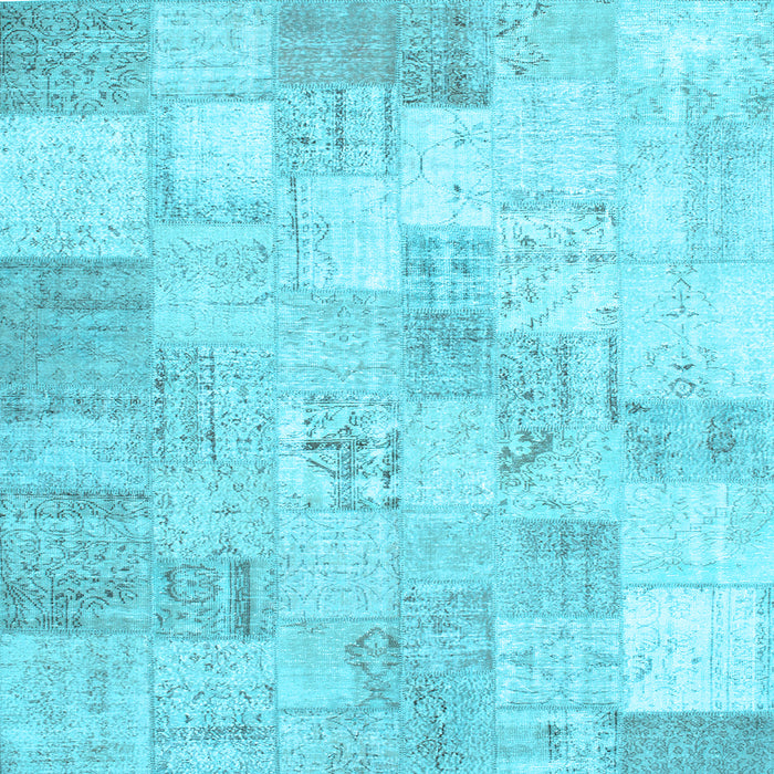 Square Patchwork Light Blue Transitional Rug, con1022lblu