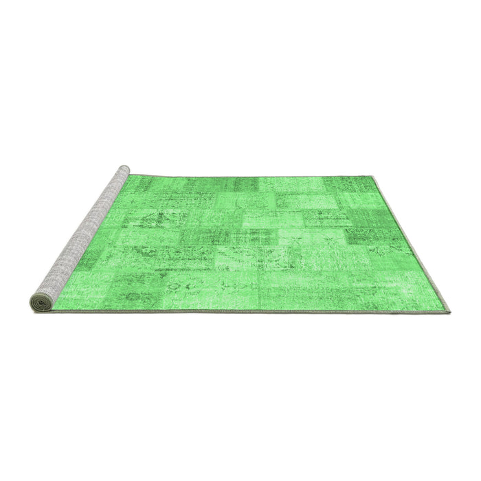 Sideview of Machine Washable Patchwork Emerald Green Transitional Area Rugs, wshcon1022emgrn