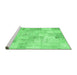 Sideview of Machine Washable Patchwork Emerald Green Transitional Area Rugs, wshcon1022emgrn