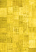 Machine Washable Patchwork Yellow Transitional Rug, wshcon1022yw