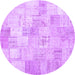 Round Patchwork Purple Transitional Rug, con1022pur